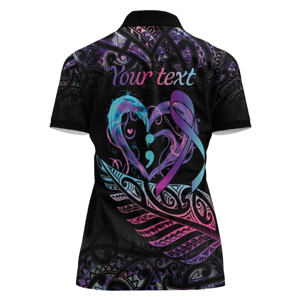 Personalised Your Life Matters Women Polo Shirt Suicide Prevention Awareness Semicolon Heart