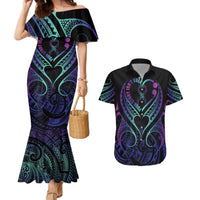 Personalised Your Story Isn't Over Couples Matching Mermaid Dress and Hawaiian Shirt Suicide Prevention Awareness Semicolon Heart LT9 Black - Polynesian Pride