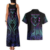 Personalised Your Story Isn't Over Couples Matching Tank Maxi Dress and Hawaiian Shirt Suicide Prevention Awareness Semicolon Heart LT9 - Polynesian Pride