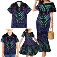 Personalised Your Story Isn't Over Family Matching Mermaid Dress and Hawaiian Shirt Suicide Prevention Awareness Semicolon Heart LT9 - Polynesian Pride