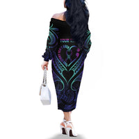 Personalised Your Story Isn't Over Family Matching Off The Shoulder Long Sleeve Dress and Hawaiian Shirt Suicide Prevention Awareness Semicolon Heart LT9 - Polynesian Pride