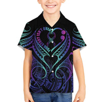Personalised Your Story Isn't Over Family Matching Off The Shoulder Long Sleeve Dress and Hawaiian Shirt Suicide Prevention Awareness Semicolon Heart LT9 Son's Shirt Black - Polynesian Pride