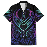 Personalised Your Story Isn't Over Family Matching Off Shoulder Short Dress and Hawaiian Shirt Suicide Prevention Awareness Semicolon Heart LT9 Dad's Shirt - Short Sleeve Black - Polynesian Pride