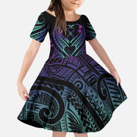 Personalised Your Story Isn't Over Family Matching Puletasi and Hawaiian Shirt Suicide Prevention Awareness Semicolon Heart LT9 Daughter's Dress Black - Polynesian Pride