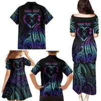 Personalised Your Story Isn't Over Family Matching Puletasi and Hawaiian Shirt Suicide Prevention Awareness Semicolon Heart LT9 - Polynesian Pride