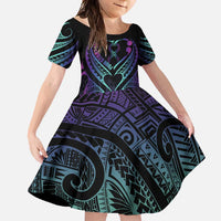 Personalised Your Story Isn't Over Family Matching Short Sleeve Bodycon Dress and Hawaiian Shirt Suicide Prevention Awareness Semicolon Heart LT9 Daughter's Dress Black - Polynesian Pride