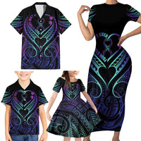 Personalised Your Story Isn't Over Family Matching Short Sleeve Bodycon Dress and Hawaiian Shirt Suicide Prevention Awareness Semicolon Heart LT9 - Polynesian Pride
