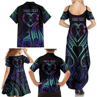 Personalised Your Story Isn't Over Family Matching Summer Maxi Dress and Hawaiian Shirt Suicide Prevention Awareness Semicolon Heart LT9 - Polynesian Pride