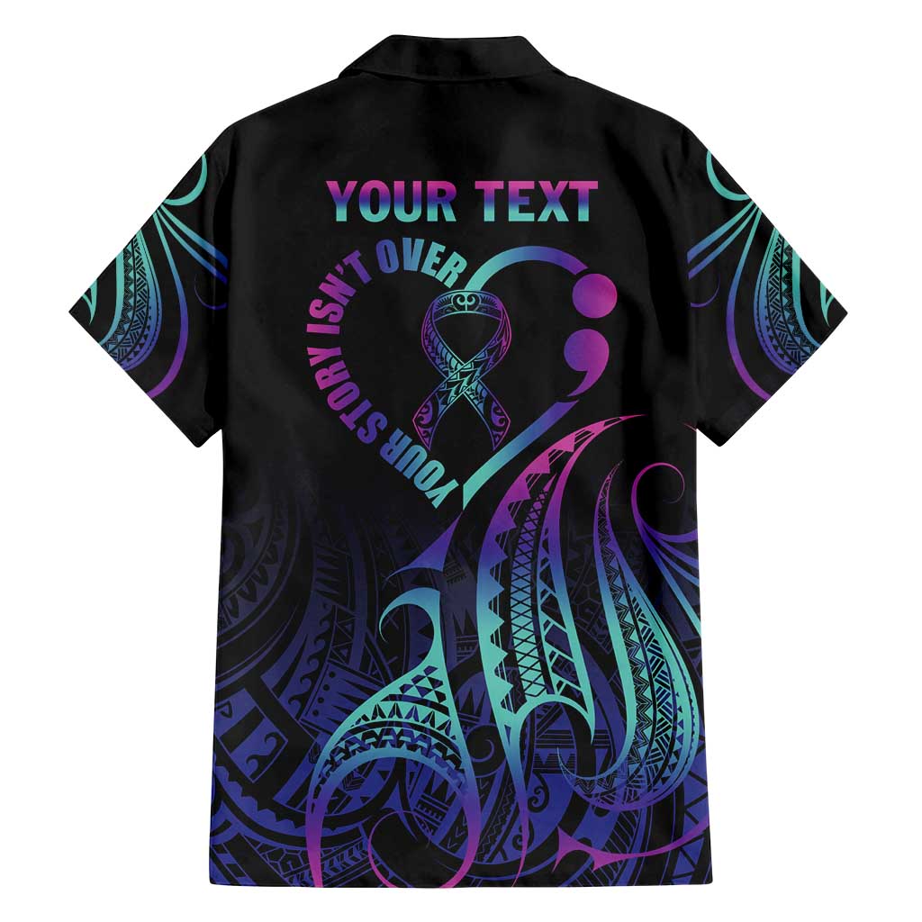 Personalised Your Story Isn't Over Family Matching Summer Maxi Dress and Hawaiian Shirt Suicide Prevention Awareness Semicolon Heart LT9 - Polynesian Pride