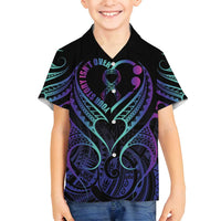 Personalised Your Story Isn't Over Family Matching Tank Maxi Dress and Hawaiian Shirt Suicide Prevention Awareness Semicolon Heart LT9 Son's Shirt Black - Polynesian Pride