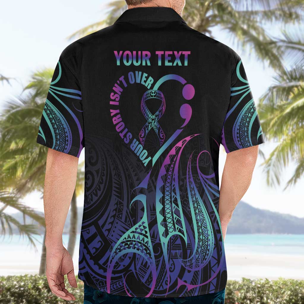 Personalised Your Story Isn't Over Hawaiian Shirt Suicide Prevention Awareness Semicolon Heart LT9 - Polynesian Pride