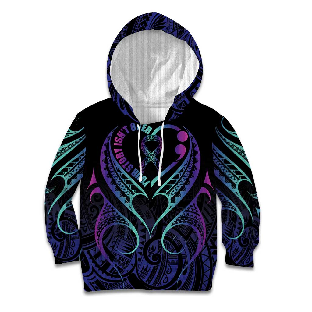 Personalised Your Story Isn't Over Kid Hoodie Suicide Prevention Awareness Semicolon Heart