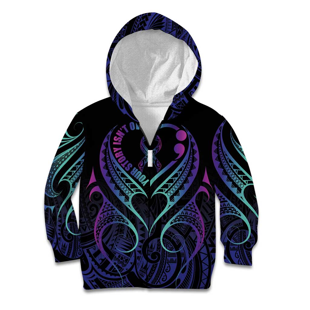 Personalised Your Story Isn't Over Kid Hoodie Suicide Prevention Awareness Semicolon Heart