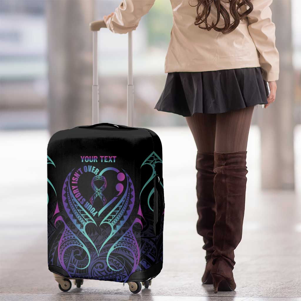 Personalised Your Story Isn't Over Luggage Cover Suicide Prevention Awareness Semicolon Heart