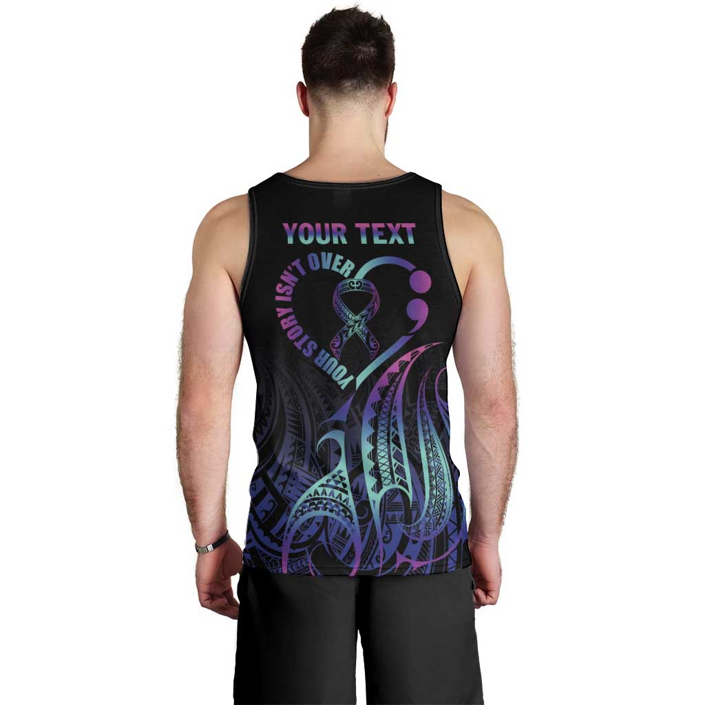 Personalised Your Story Isn't Over Men Tank Top Suicide Prevention Awareness Semicolon Heart LT9 - Polynesian Pride