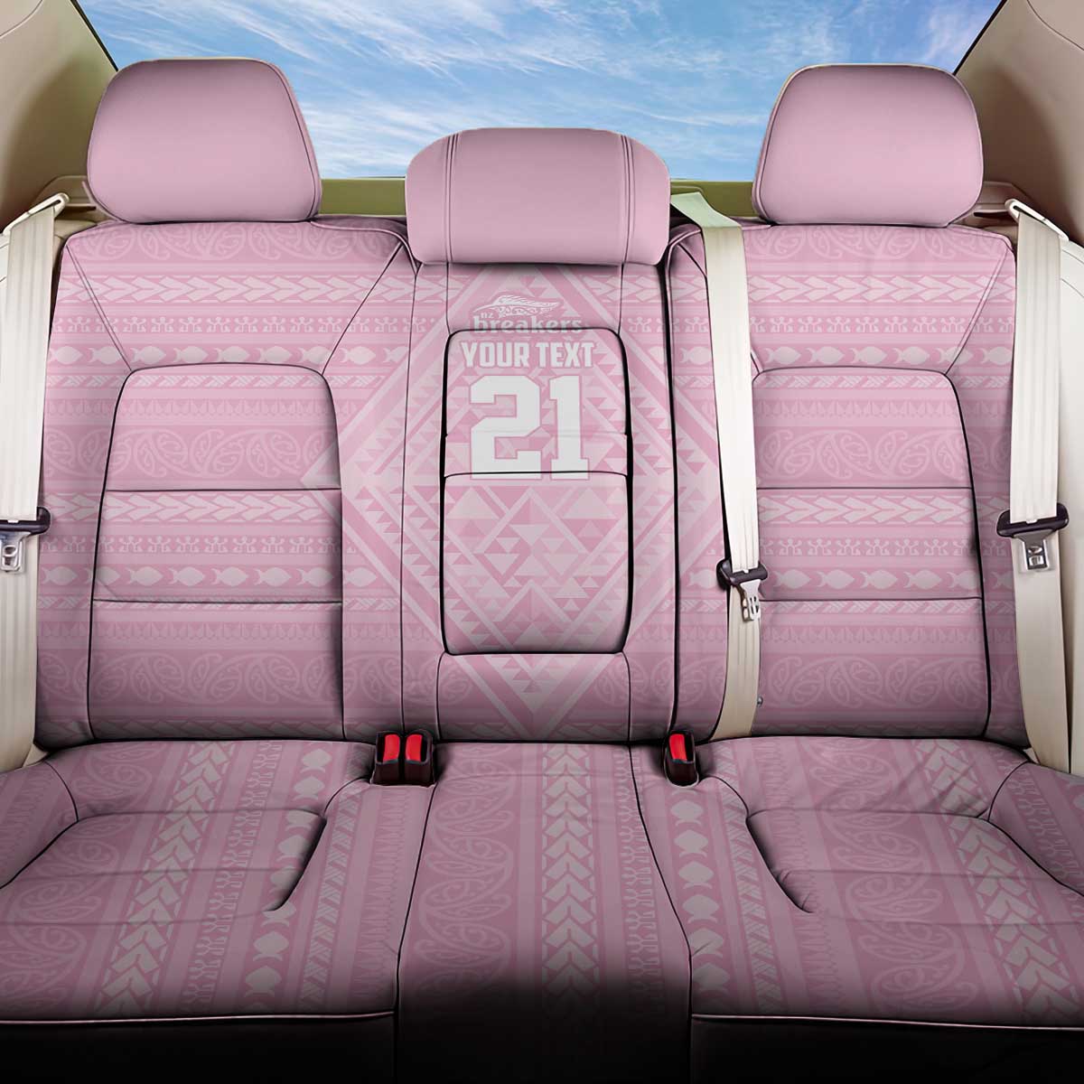Custom New Zealand Basketball Indigenous Back Car Seat Cover - Polynesian Pride