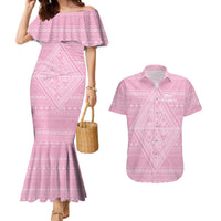 Custom New Zealand Basketball Indigenous Couples Matching Mermaid Dress and Hawaiian Shirt LT9 Pink - Polynesian Pride