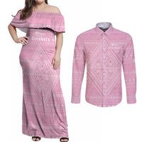 Custom New Zealand Basketball Indigenous Couples Matching Off Shoulder Maxi Dress and Long Sleeve Button Shirt - Polynesian Pride