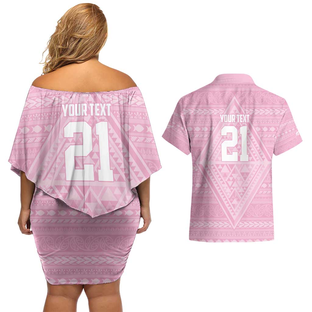 Custom New Zealand Basketball Indigenous Couples Matching Off Shoulder Short Dress and Hawaiian Shirt - Polynesian Pride