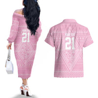 Custom New Zealand Basketball Indigenous Couples Matching Off The Shoulder Long Sleeve Dress and Hawaiian Shirt LT9 - Polynesian Pride