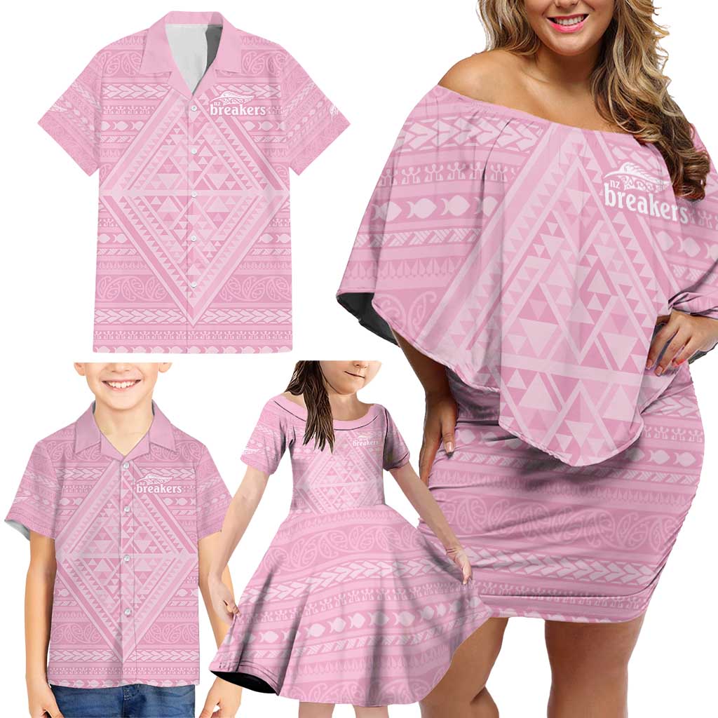 Custom New Zealand Basketball Indigenous Family Matching Off Shoulder Short Dress and Hawaiian Shirt LT9 - Polynesian Pride