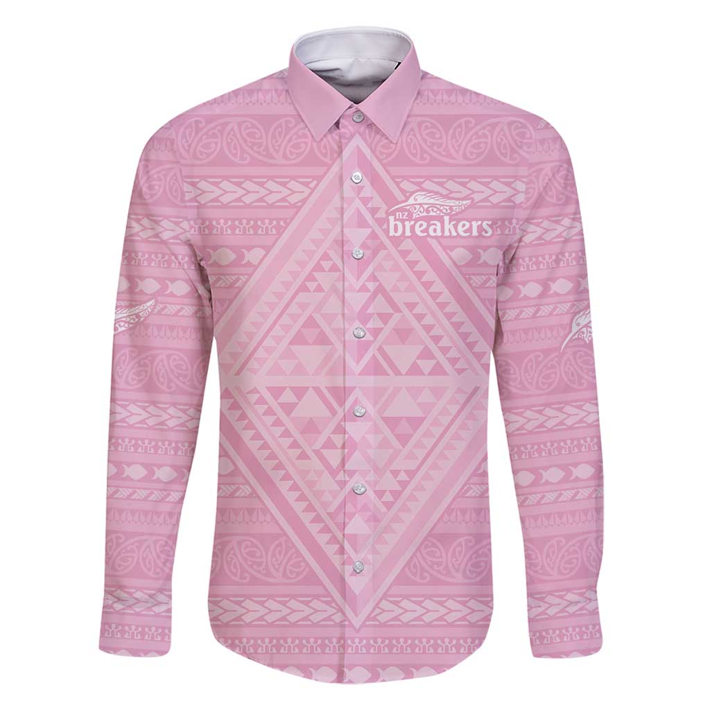 Custom New Zealand Basketball Indigenous Family Matching Summer Maxi Dress and Hawaiian Shirt LT9 Dad's Shirt - Long Sleeve Pink - Polynesian Pride