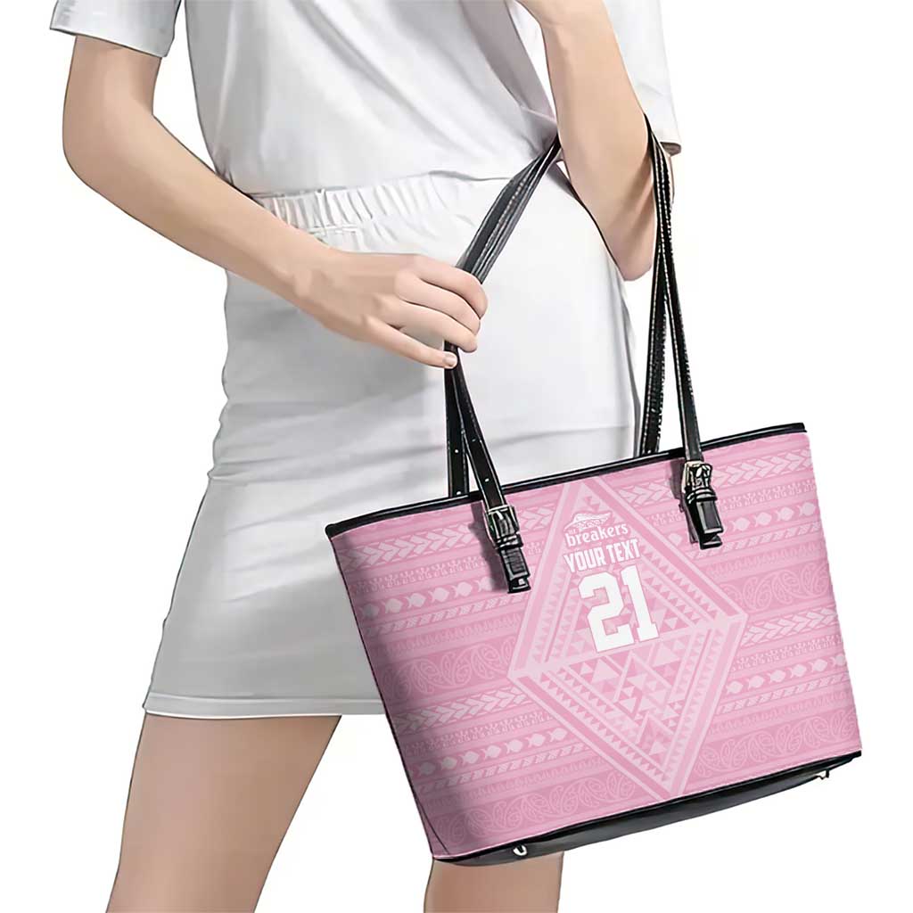 Custom New Zealand Basketball Indigenous Leather Tote Bag - Polynesian Pride