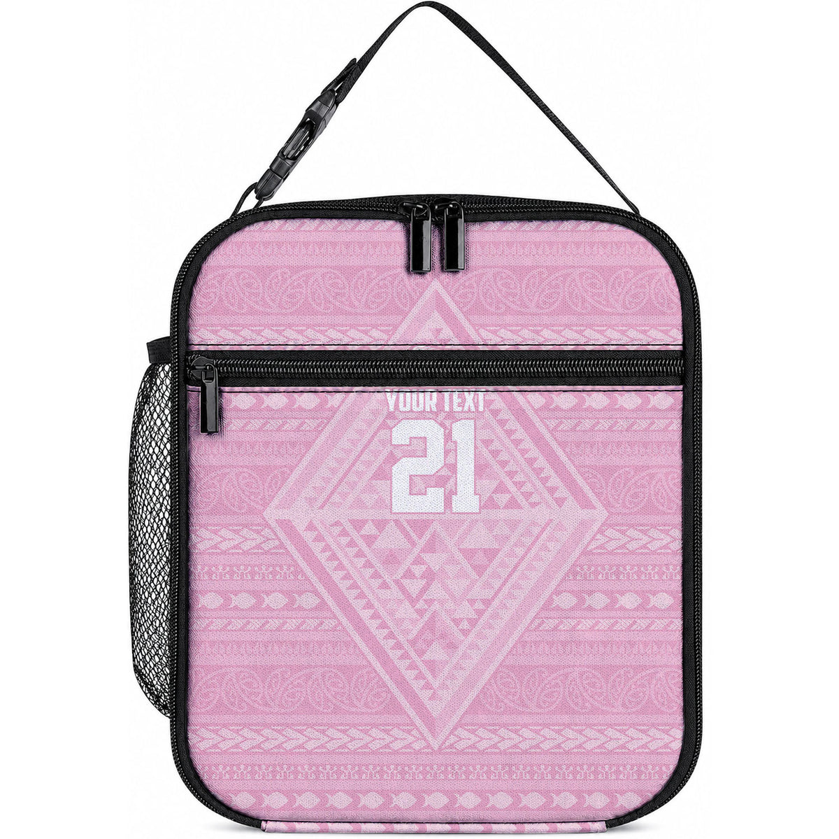 Custom New Zealand Basketball Indigenous Lunch Bag LT9 10.2 × 8.3 × 4.3 inch Pink - Polynesian Pride