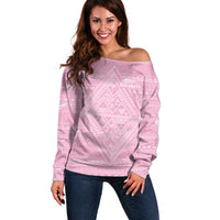 Custom New Zealand Basketball Indigenous Off Shoulder Sweater LT9 Women Pink - Polynesian Pride