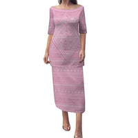 Custom New Zealand Basketball Indigenous Puletasi LT9 Long Dress Pink - Polynesian Pride