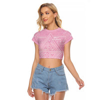 Custom New Zealand Basketball Indigenous Raglan Cropped T Shirt LT9 Female Pink - Polynesian Pride