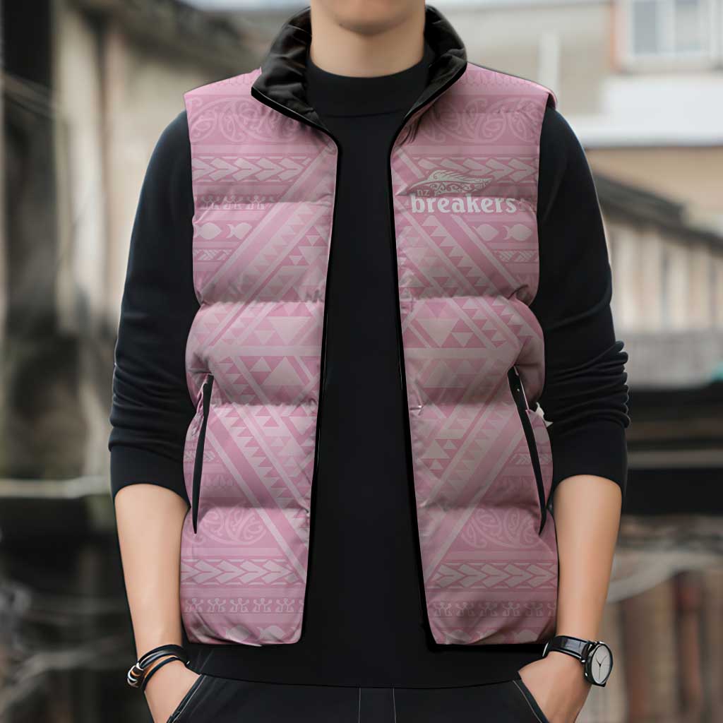 Custom New Zealand Basketball Indigenous Sleeveless Puffer Jacket - Polynesian Pride