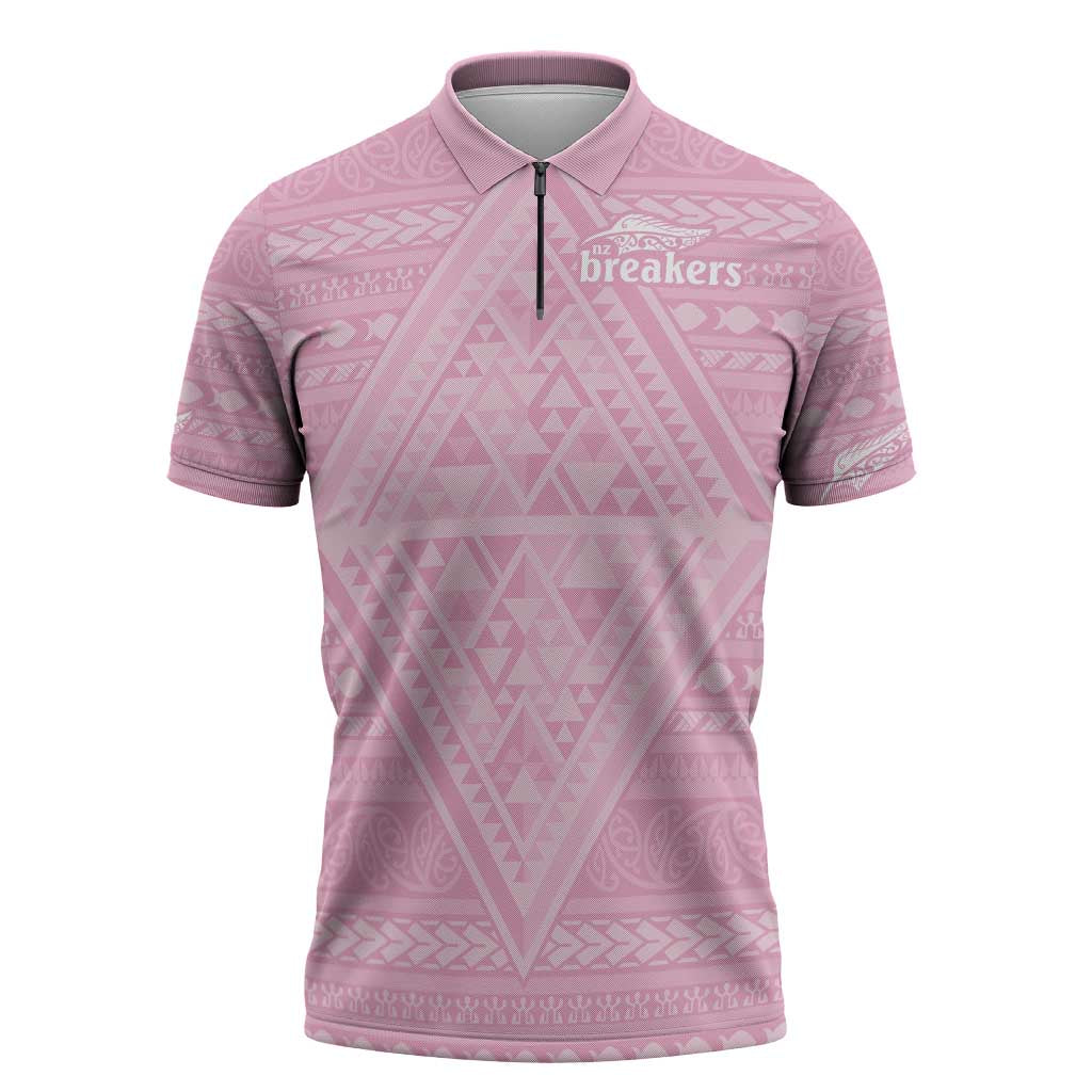 Custom New Zealand Basketball Indigenous Zipper Polo Shirt - Polynesian Pride