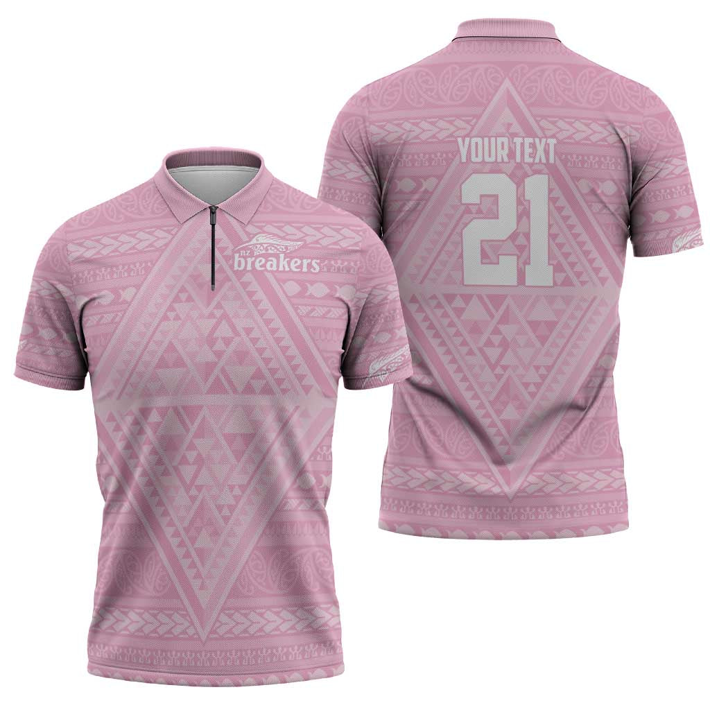 Custom New Zealand Basketball Indigenous Zipper Polo Shirt - Polynesian Pride