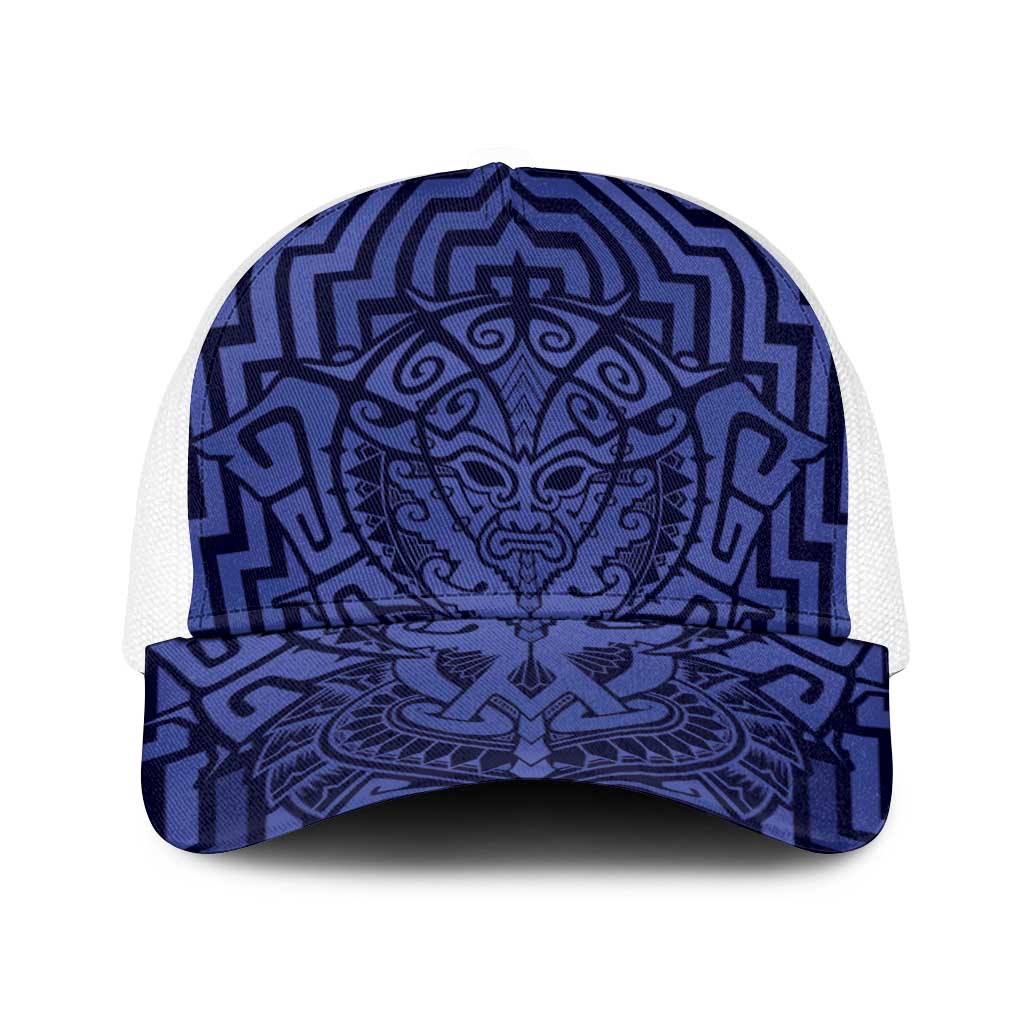Basketball New Zealand Baseball Net Cap Blue Maori Ta Moko Indigenous - Polynesian Pride