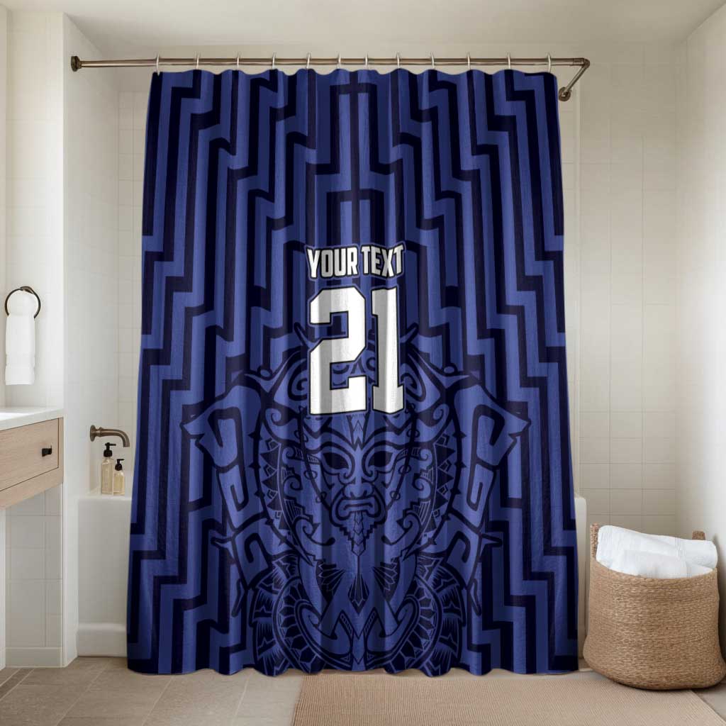 Custom Basketball New Zealand Bathroom Set Blue Maori Ta Moko Indigenous - Polynesian Pride
