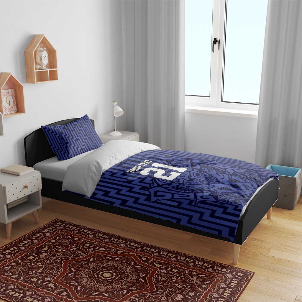 Custom Basketball New Zealand Bedding Set Blue Maori Ta Moko Indigenous - Polynesian Pride