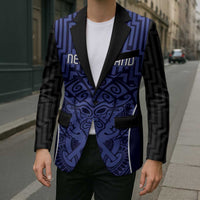 Custom Basketball New Zealand Blazer Blue Maori Ta Moko Indigenous - Polynesian Pride
