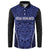 Custom Basketball New Zealand Button Sweatshirt Blue Maori Ta Moko Indigenous - Polynesian Pride