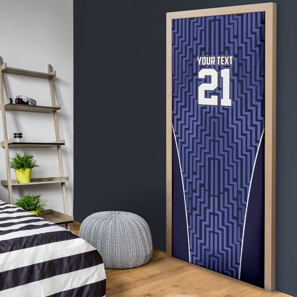 Custom Basketball New Zealand Door Cover Blue Maori Ta Moko Indigenous - Polynesian Pride