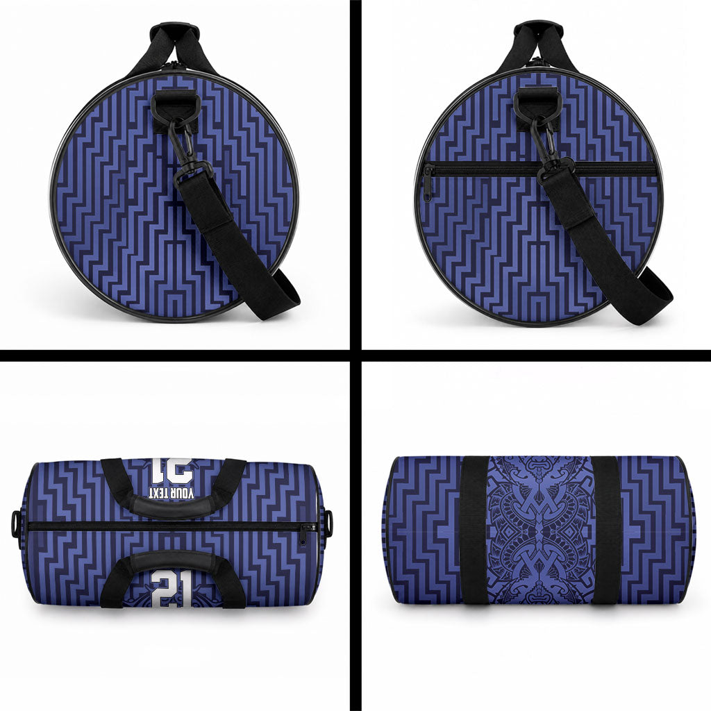 Custom Basketball New Zealand Duffle Bag Blue Maori Ta Moko Indigenous LT9 - Polynesian Pride