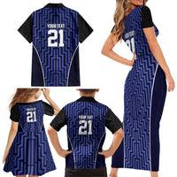 Custom Basketball New Zealand Family Matching Short Sleeve Bodycon Dress and Hawaiian Shirt Blue Maori Ta Moko Indigenous LT9 - Polynesian Pride
