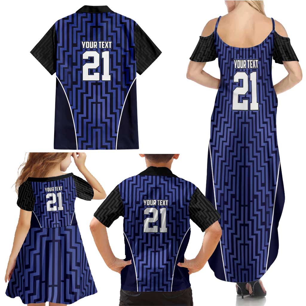 Custom Basketball New Zealand Family Matching Summer Maxi Dress and Hawaiian Shirt Blue Maori Ta Moko Indigenous LT9 - Polynesian Pride