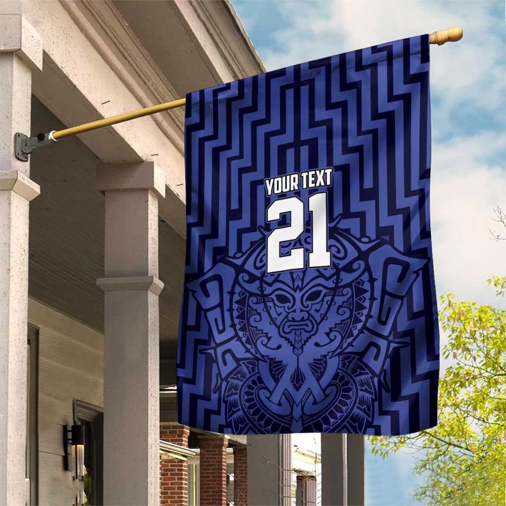 Custom Basketball New Zealand Garden Flag Blue Maori Ta Moko Indigenous - Polynesian Pride
