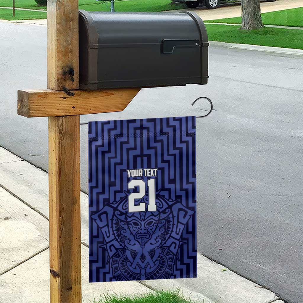 Custom Basketball New Zealand Garden Flag Blue Maori Ta Moko Indigenous - Polynesian Pride
