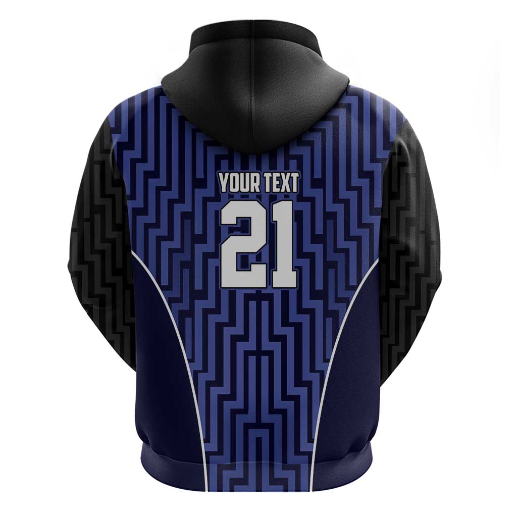 Custom Basketball New Zealand Hoodie Blue Maori Ta Moko Indigenous - Polynesian Pride