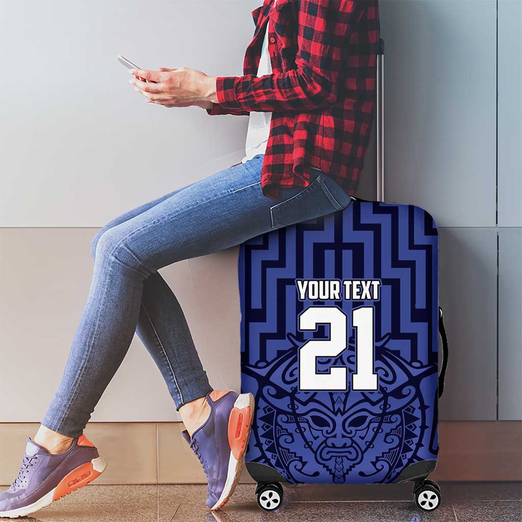 Custom Basketball New Zealand Luggage Cover Blue Maori Ta Moko Indigenous - Polynesian Pride
