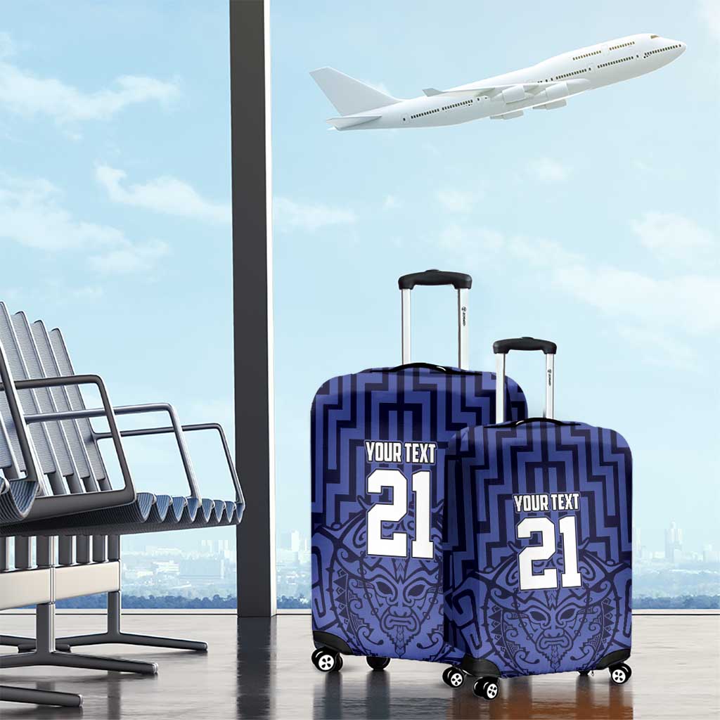Custom Basketball New Zealand Luggage Cover Blue Maori Ta Moko Indigenous - Polynesian Pride