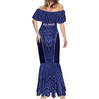 Custom Basketball New Zealand Mermaid Dress Blue Maori Ta Moko Indigenous - Polynesian Pride