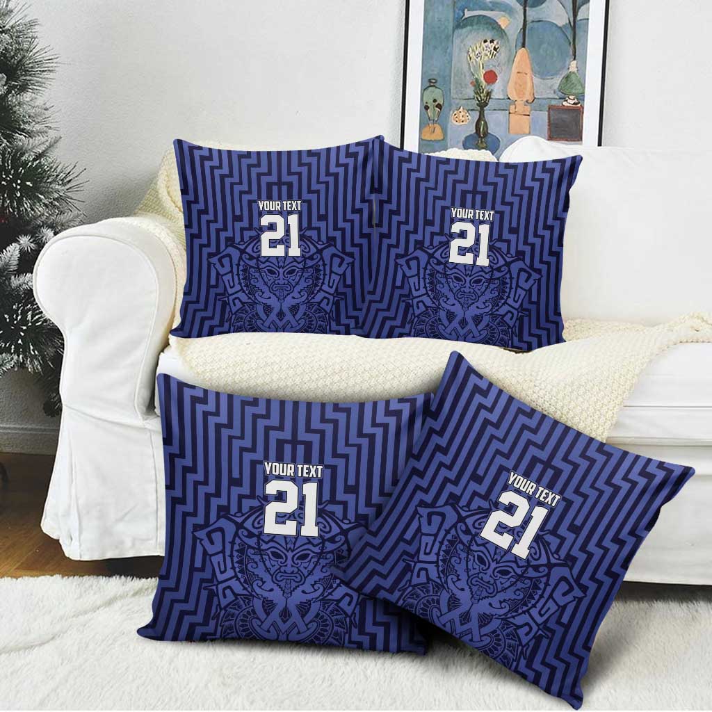 Custom Basketball New Zealand Pillow Cover Blue Maori Ta Moko Indigenous - Polynesian Pride